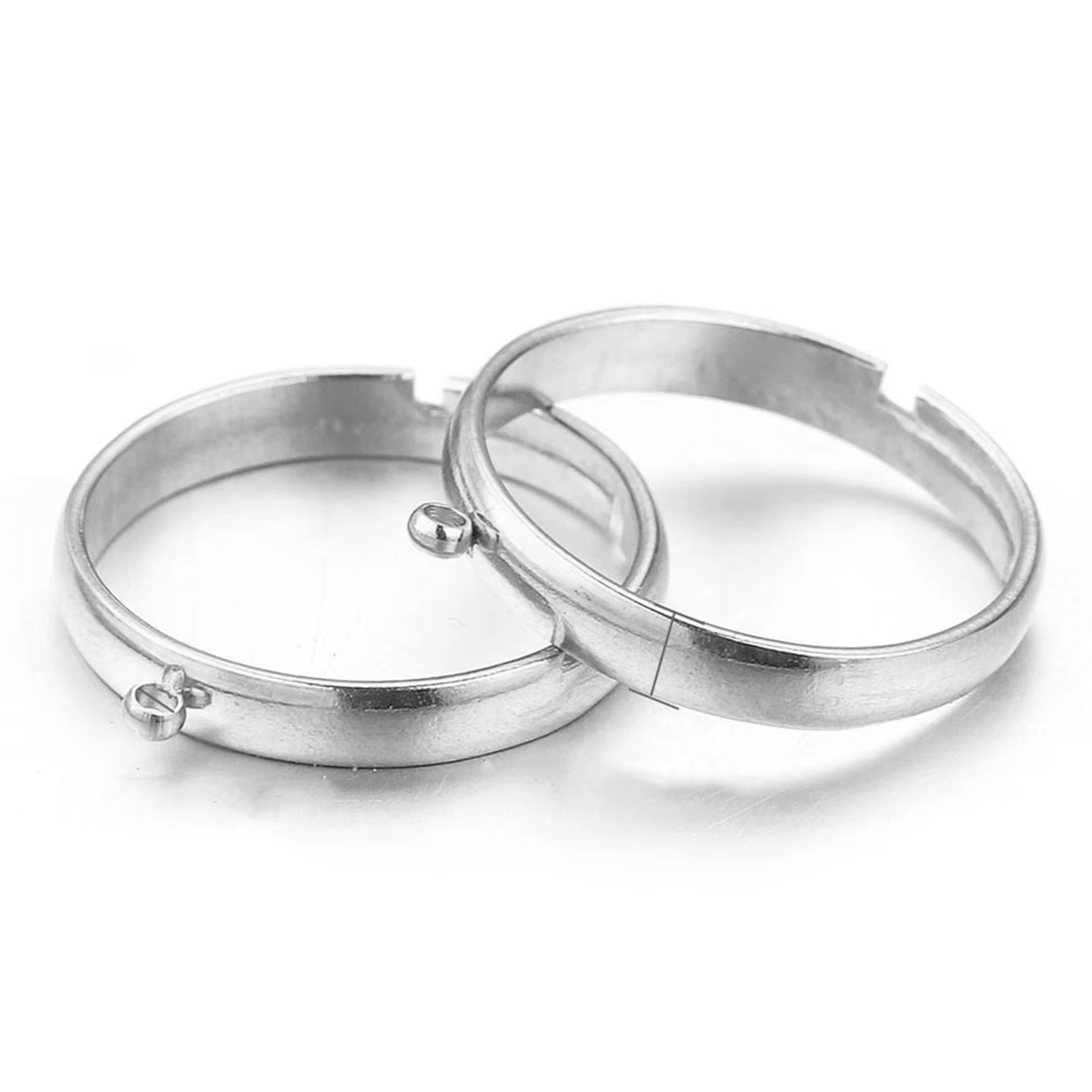 Anneaux en métal réglables ouverts en acier inoxydable pour hommes et femmes, boucle de 17mm, taille