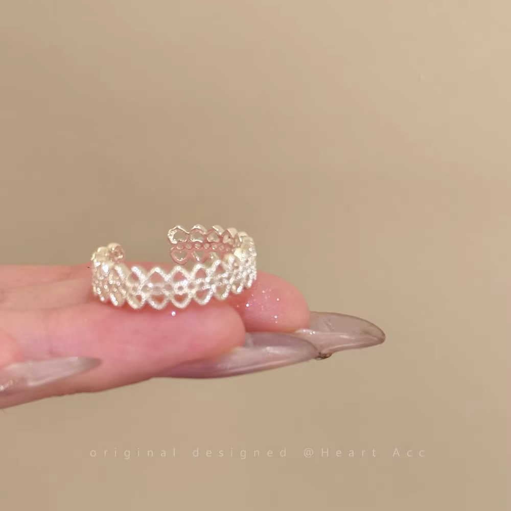Bague ajustable en dentelle douce, style français raffiné pour le travail quotidien, les rendez-vous