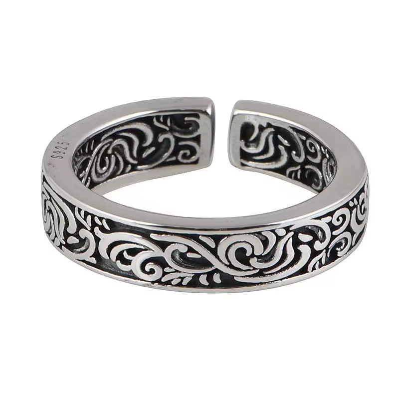 Nouvelle bague en argent 925 motif vintage pour femme, bijoux simples en argent sterling, cadeaux, a
