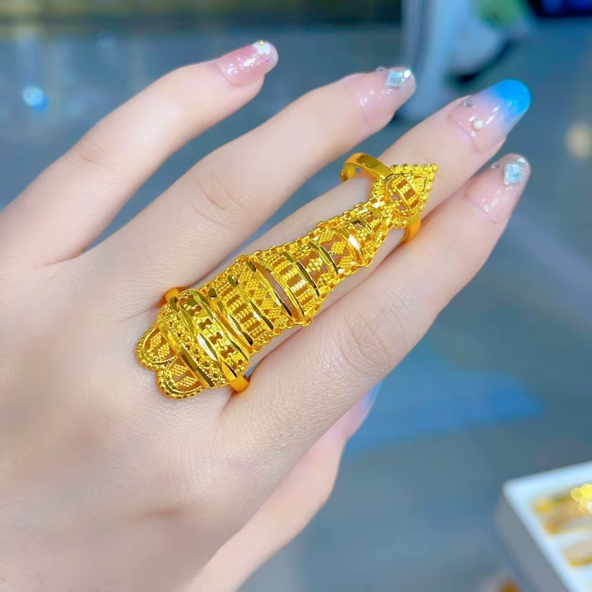 Bague plaquée or 24 carats, dubaï européen, pour cadeaux de fête de mariage romantique, bijoux pour 
