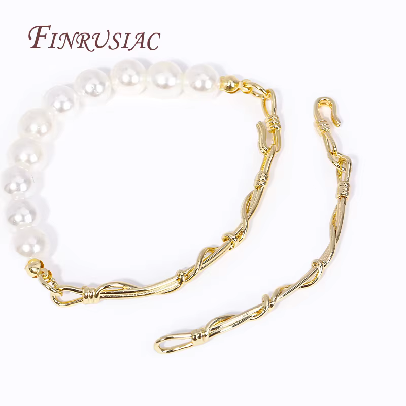 Demi-bracelet en forme de branche irrégulière plaqué or véritable 18 carats, 3 types de crochets de 
