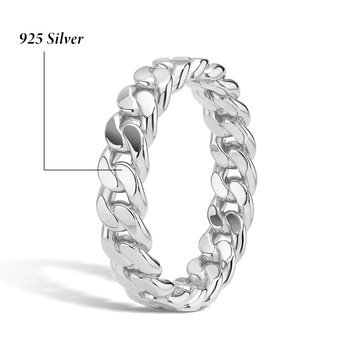 Bague chaîne à maillons cubains en argent 925, bague Hip Hop pour hommes et femmes, Style Punk, Stre