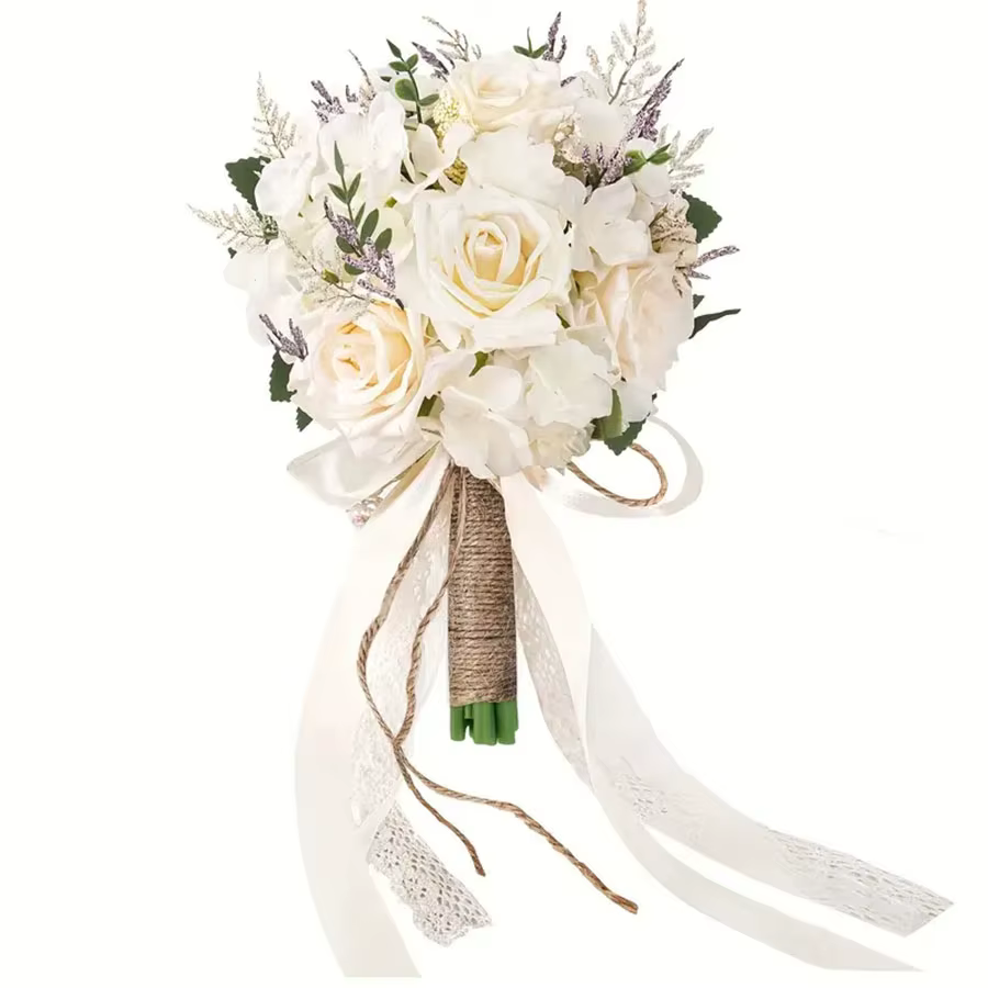 Bouquet de roses artificielles élégantes pour mariée, demoiselle d'honneur, fleurs de mariage éterne