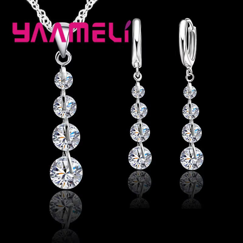 Offre Spéciale – Parure de Bijoux de Mariée en Argent Sterling 925 pour Femme, Collier Pendentif à P