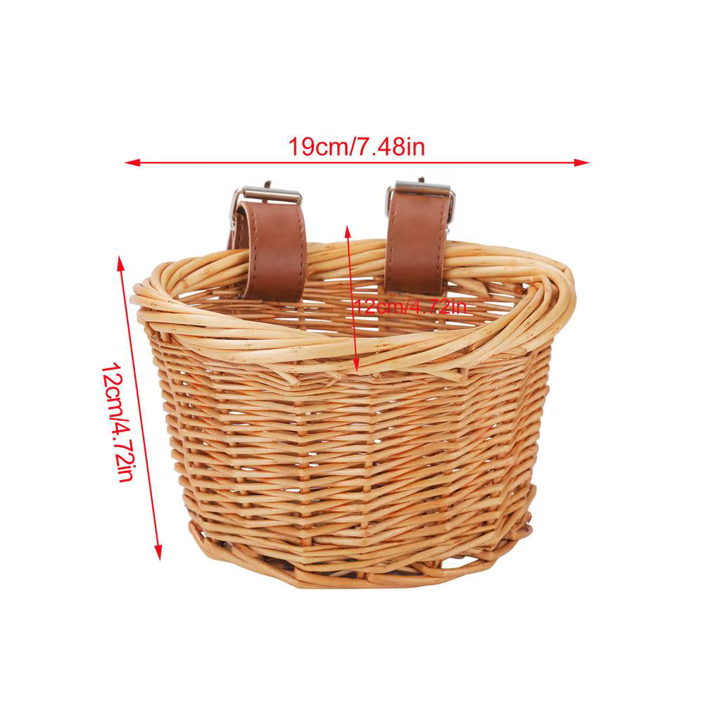 Mir de vélo tissé avec sangles de montage réglables, décor de mini vélo, panier de rangement avant,