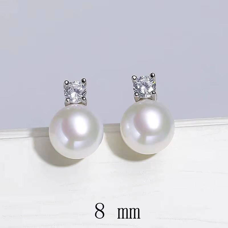 Senlissi-nouvelle mode Lofty 8-12mm perle d'eau douce boucles d'oreilles 18k pour les femmes S925 bi