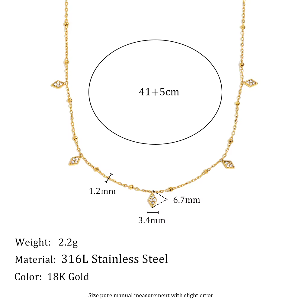 E.B.belle – collier avec pendentifs en Zircon Rhoumbs, en acier inoxydable plaqué or 18 carats, acce