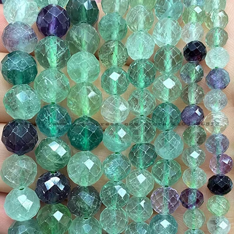 Pierre précieuse naturelle ronde à facettes, Quartz fumé, perles d'espacement amples pour la fabrica