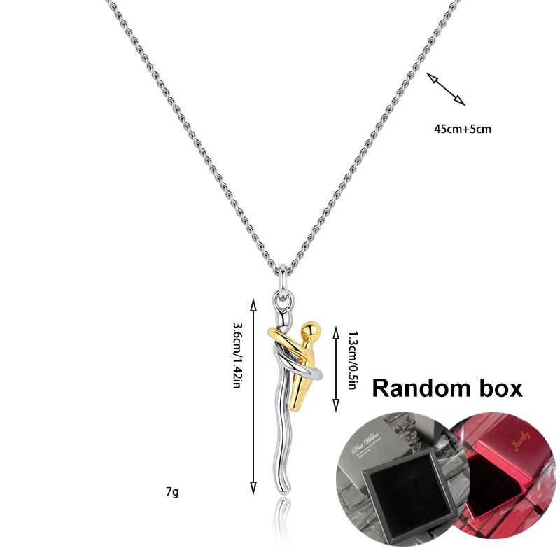 Collier pendentif « Étreinte d'amour » mère-enfant avec boîte, couleur argent ou or, bijou de charme