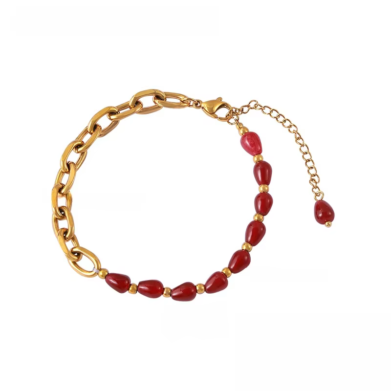 Liora minimaliste O chaîne Imitation perle femmes Bracelets bracelet 18K PVD plaqué or en acier inox