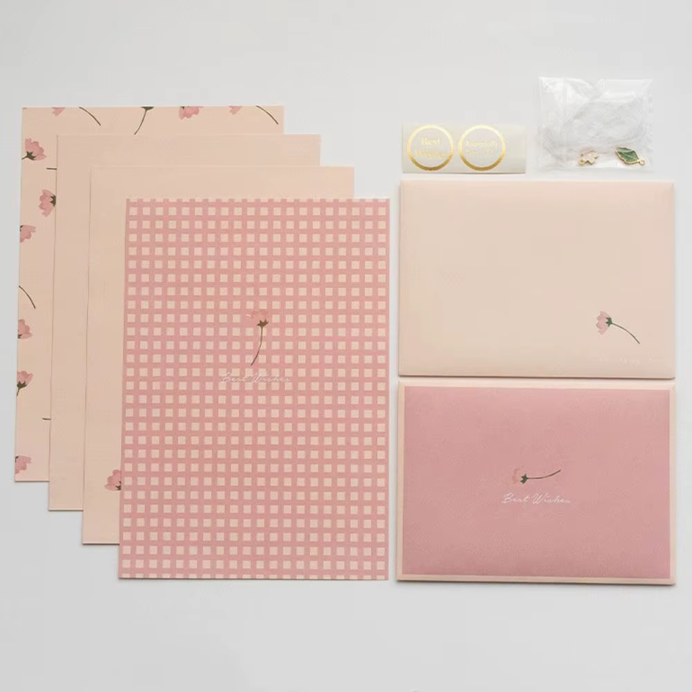 Enveloppes florales pour fleurs, carte postale DIY avec autocollants, blocs de lettres, papier d'écr
