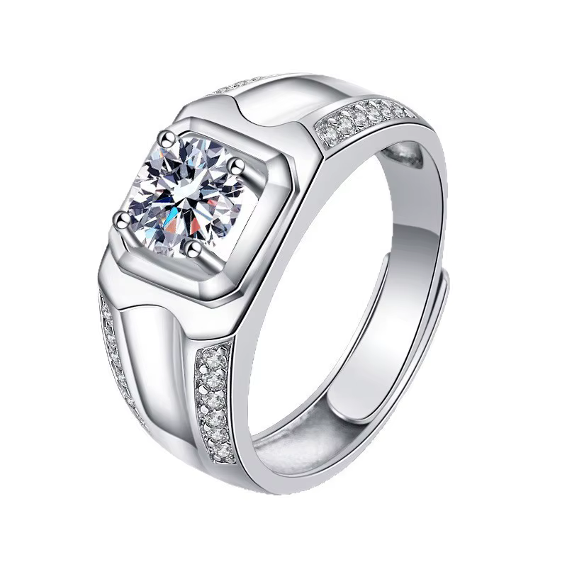 Bague audacieuse en argent sterling S925 pour homme, bijoux en moissanite D VVS1 exquis, cadeau parf