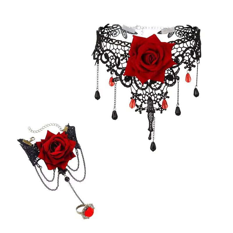 Ensemble de bijoux Cosplay pour fille foncée, ensemble de colliers et bracelets, chaîne de clavicule