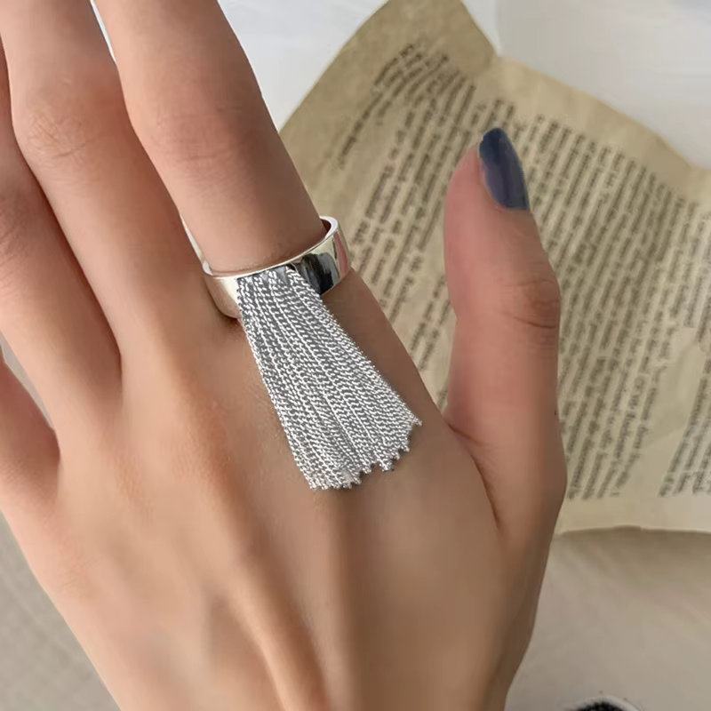 YIZIZAI-Bague à pampilles en argent unique pour femmes, bijoux punk, cool, hip hop, personnalité, ou