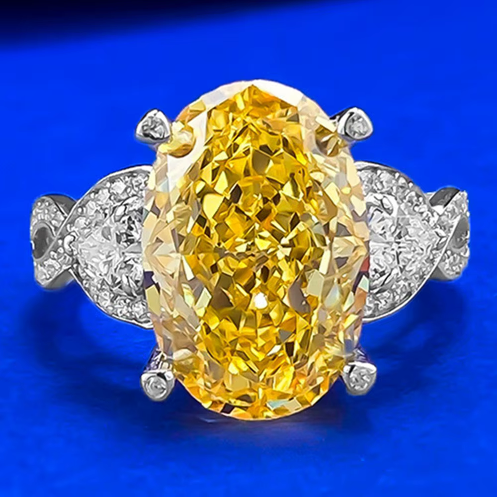 Wong Rain – bague en argent sterling 925, coupe ovale, 10x15mm, citrine, diamant à haute teneur en c
