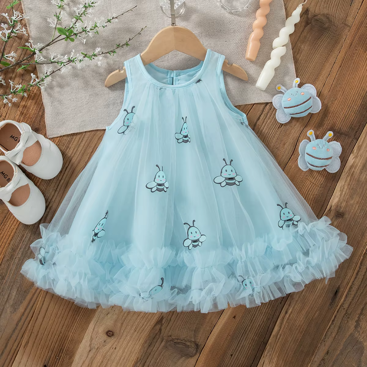 Robe de princesse féérique pour bébé fille, nouvelle arrivée d'été, imprimé abeille mignon, 9 mois -