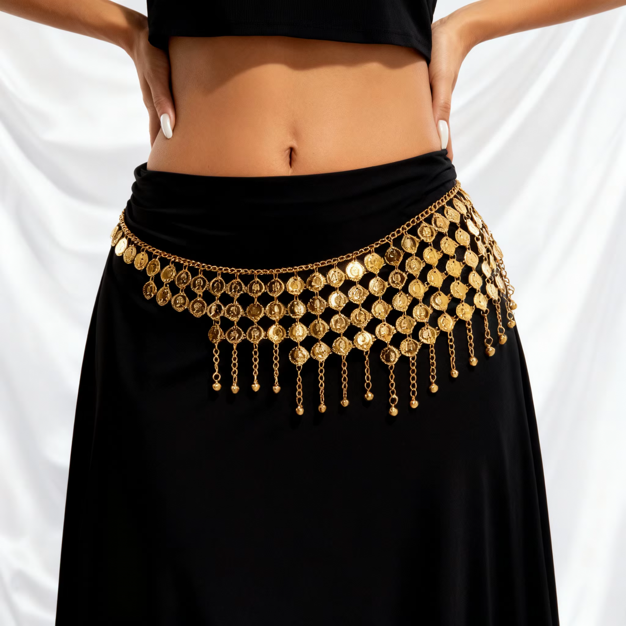 Chaîne de taille sexy Boho Beauty avec pampilles et franges, couleur or, pour femme, bijou de corps