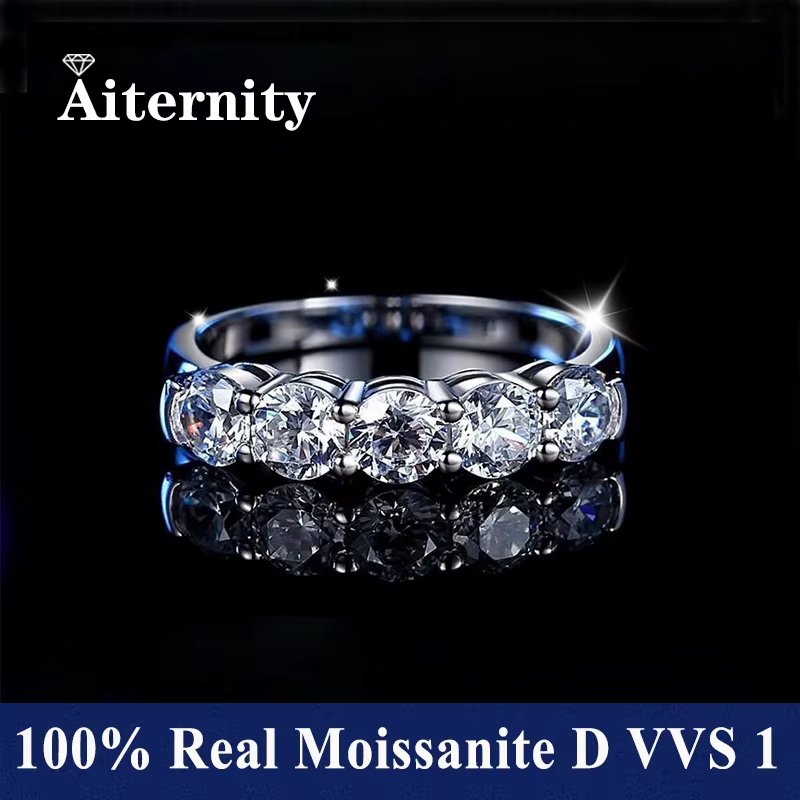 Stylo Polaroid en argent regardé 100% avec diamant Pass pour femme, bague Moissanite, bague de maria