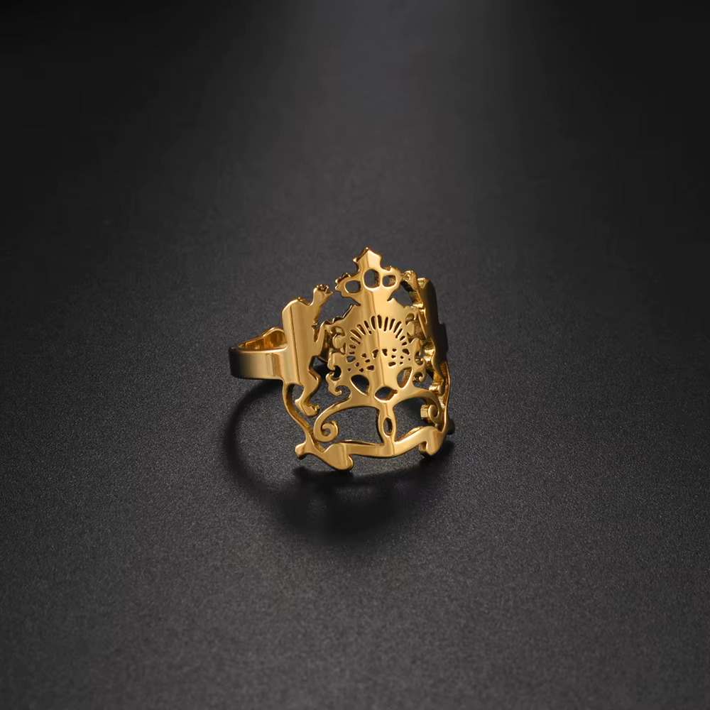 Bague Carte du Maroc Anniyo Ajustable pour Femmes Bijoux en Acier Inoxydable # 540662