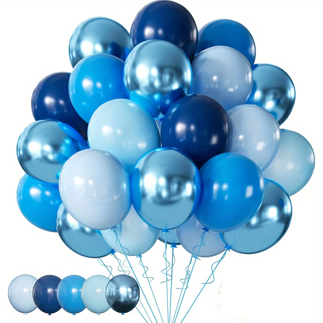 50 ballons bleus, ballons bleus en métal, décorations pour fêtes d'anniversaire, cérémonies de remis