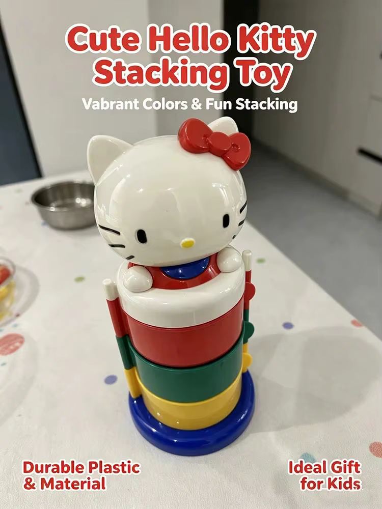 Boîte à bijoux rotative à 3 niveaux Kawaii Kitty, organiseur de bureau de dessin animé, support de r