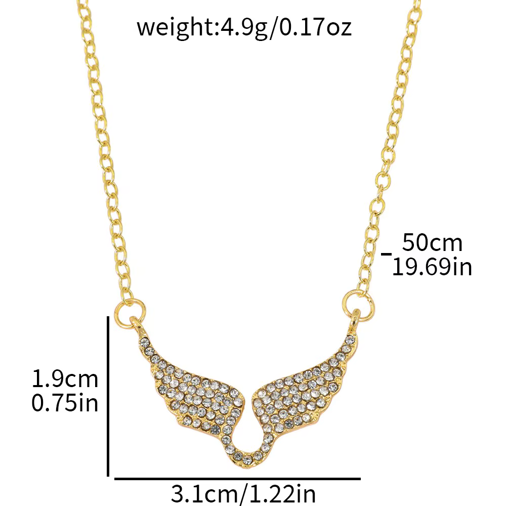 Collier pendentif ailes d'ange en or brillant de luxe exquis, serti de zircon, pour femmes, accessoi