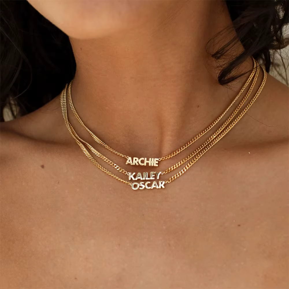 Collier personnalisé avec gourmette pour femme, document en or personnalisé, colliers en acier inoxy
