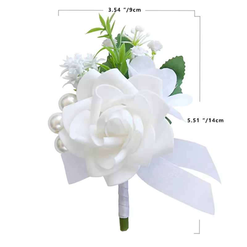 Broche Boutonnière Rose Blanche pour Homme, 1 Pièce, pour Cérémonie de Mariage, Bal Formel des Trava