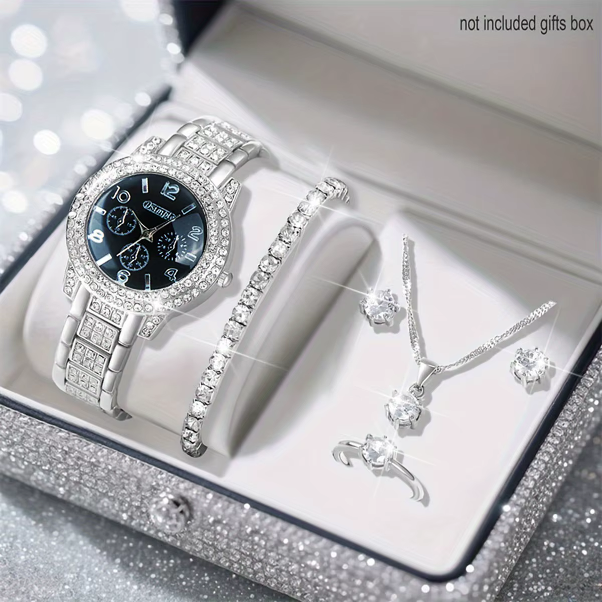 6 pièces/ensemble montre-bracelet à Quartz élégante pour femme et ensemble de bijoux-cadeau parfait 