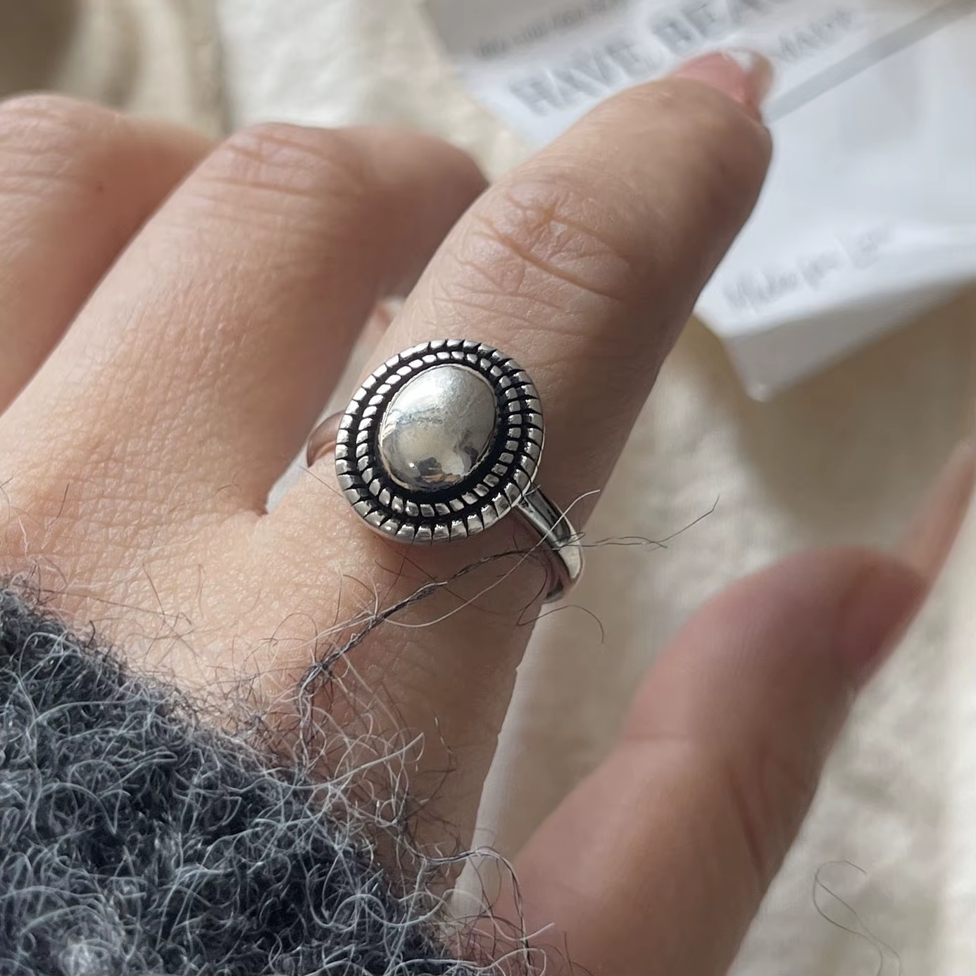 Bagues en argent Sterling 925 pour femmes et hommes, anneau ouvert Vintage rond pour cadeau de fête 