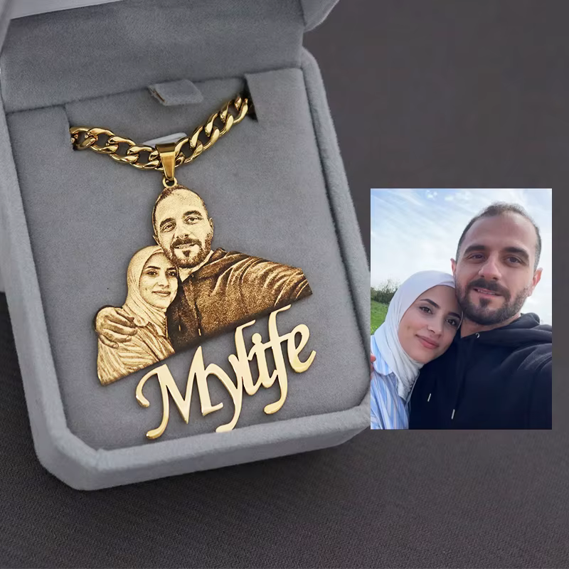 Pendentif avec plaque signalétique personnalisée, collier avec Photo personnalisée, collier avec Por