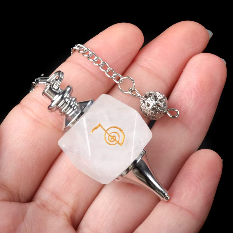 Pendule carré à esprit énergétique Reiki, pendentif en pierre naturelle, réparation de magnétothérap