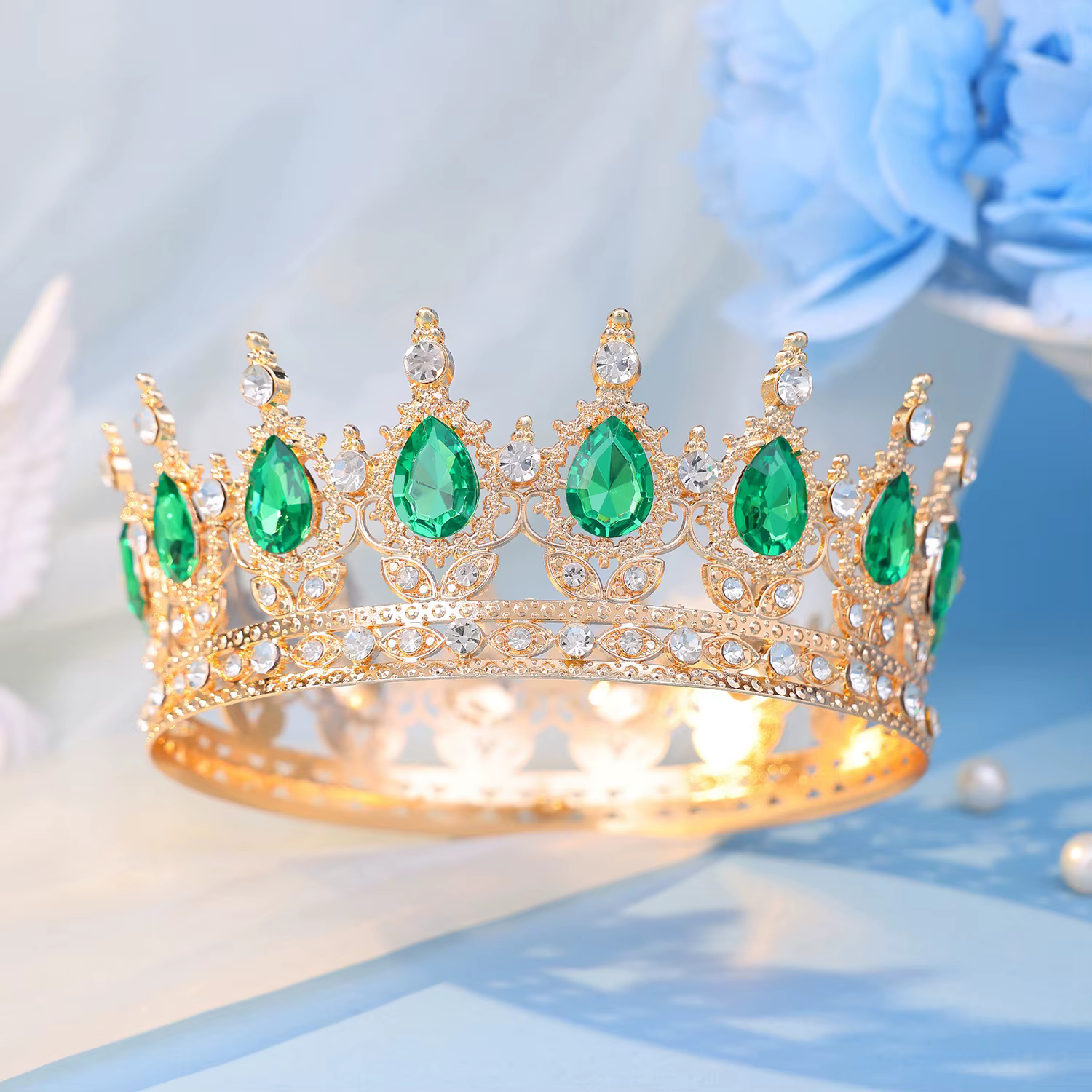Diadèmes et couronnes baroques rondes en cristal, bandeau en strass, diadème de bal, couronne de mar