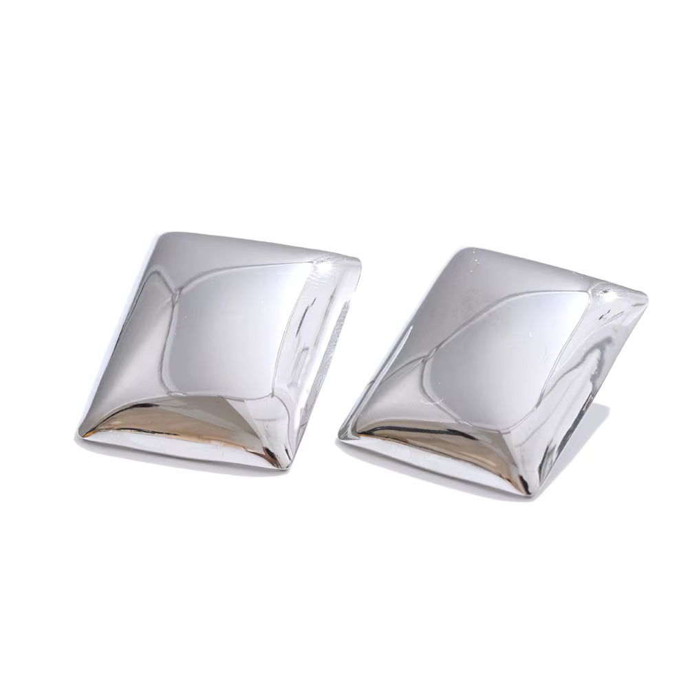 NiNice boucles d'oreilles blocs d'acier inoxydable poli Design tendance sélectionné bijoux accessoir