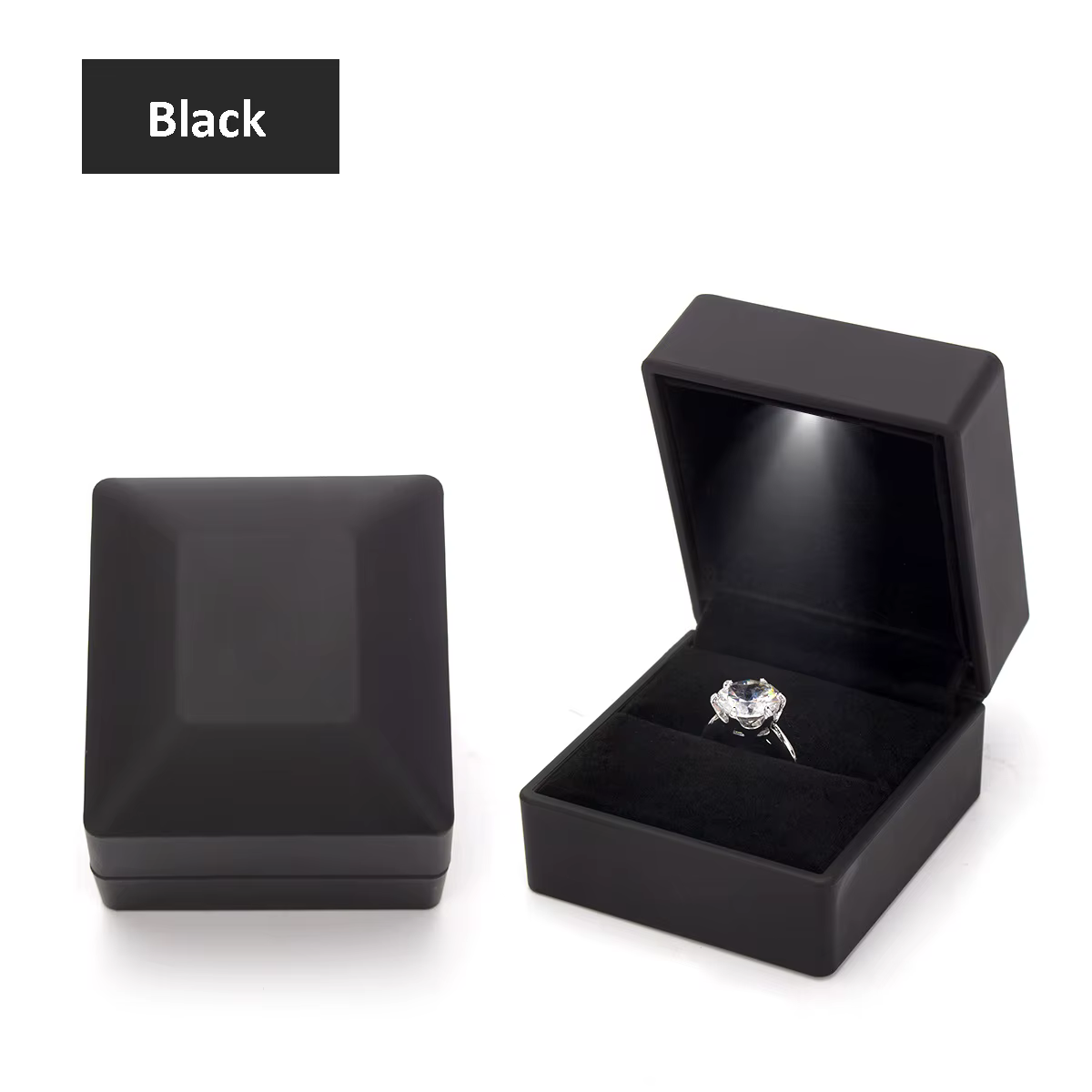 Boîte à bijoux LED pour bague et collier, vitrines pour bague de fiançailles, emballage cadeau, boît