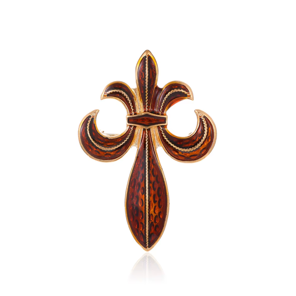 Broche de cour baroque vintage ajourée, épingle en perles de cristal géométrique, bijoux en métal ém