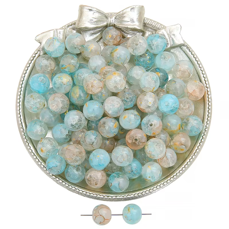 10 mm, 20 pièces/sac, éclats de verre et de jade avec perles mouchetées d'or, pleines de vitalité et