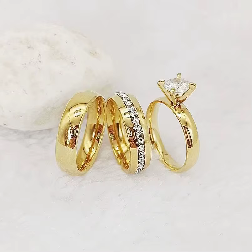 Ensembles de bagues de fiançailles de mariage uniques, 3 pièces, pour Couples, bijoux occidentaux pl