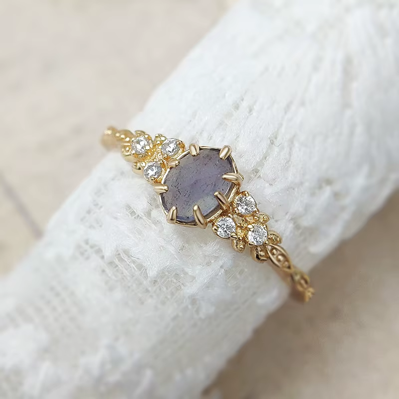 LAMOON bague en pierre précieuse naturelle pour femmes Labradorite cordiérite 925 en argent Sterling