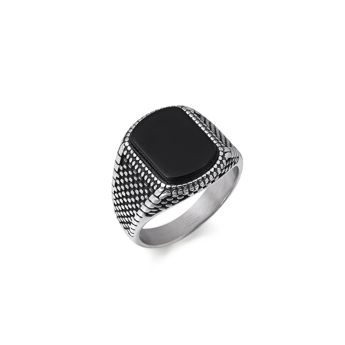 R3248 hommes de haute qualité 316LS en acier inoxydable Onyx anneaux classique mode tendance bijoux 