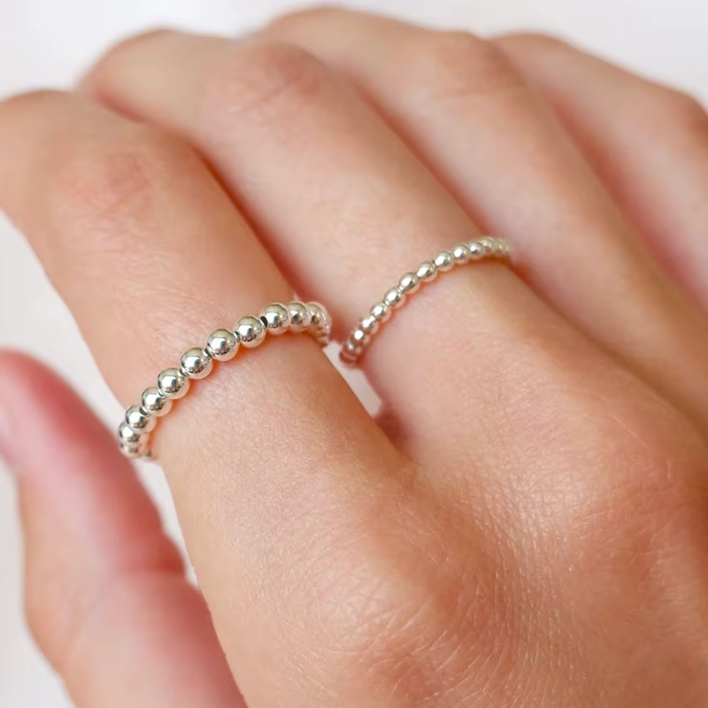 Bague en cristal avec perles empilables, style Boho, chaîne avec pierre de naissance