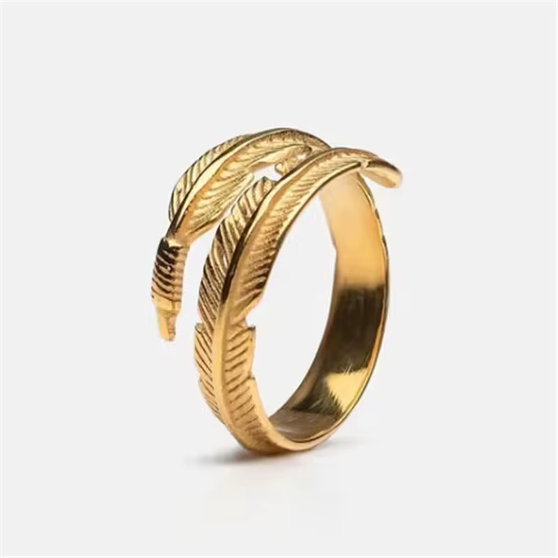 DODO-Bague en acier inoxydable pour hommes et femmes, bague plume réglable, bijoux de style punk, ta