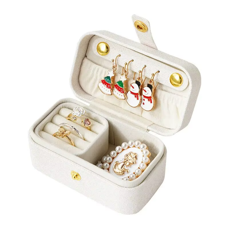 Boîte à bijoux en cuir PU exquise, simple, pour ranger bagues, colliers, boucles d'oreilles, style m