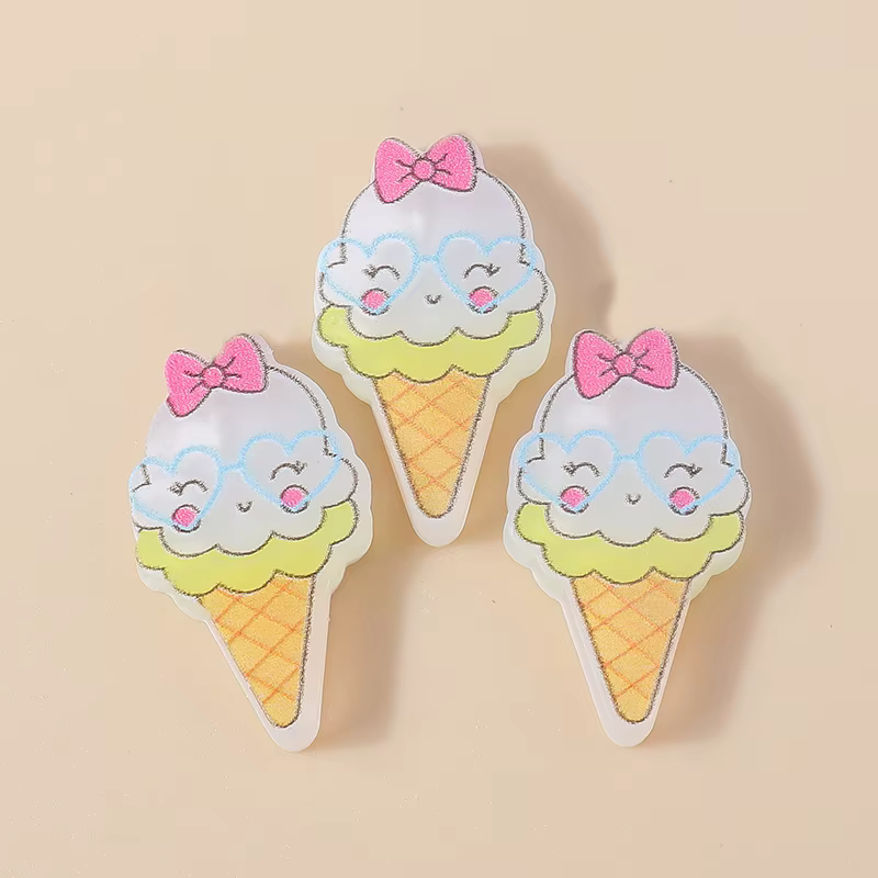 Leslie 15 pièces Breloques mignonnes en résine en forme de crème glacée à dos plat pour scrapbooking