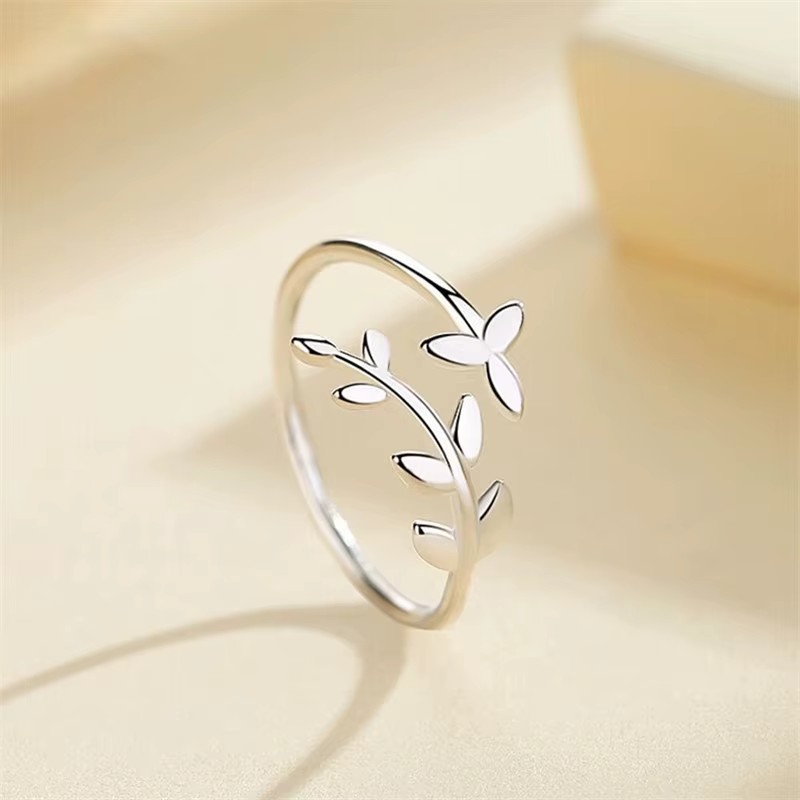 Bijoux en argent regardé 925, cuir chevelu d'olive, branches de mode, matiques d'ouverture de person