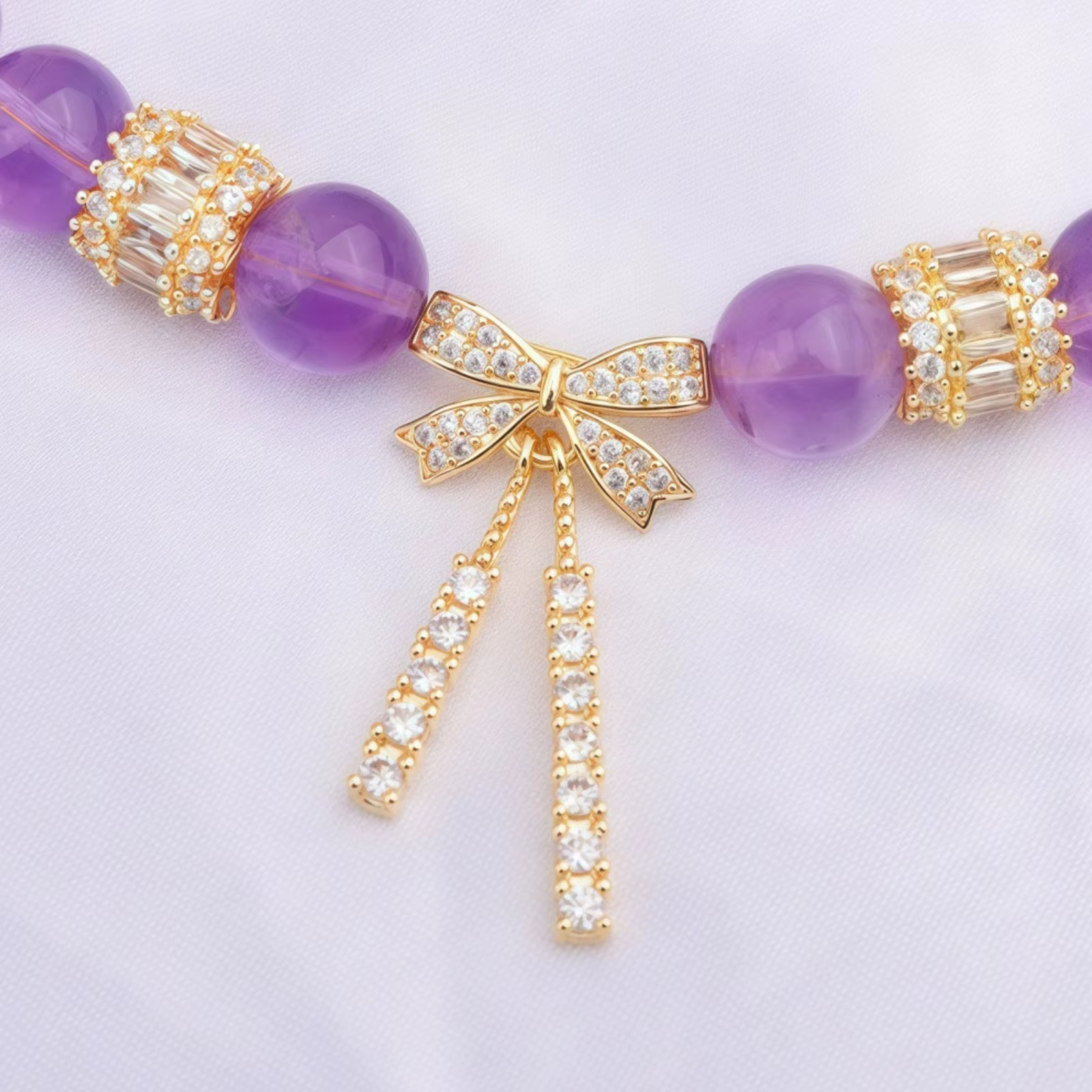 Glands et perles en cuivre plaqué or incrusté de nœud en Zircon, 1 pièce, collier de perles, Bracele
