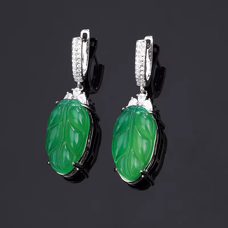 Bijoux de Cuir oral elu Élégants et Verts pour Femme, Bague et Boucle d'Oreille Réglables, Parfait p