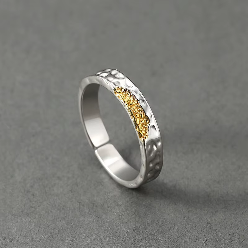 Bague à motif de fosse irrégulière en or vintage pour hommes, bijoux masculins, personnalité de la m