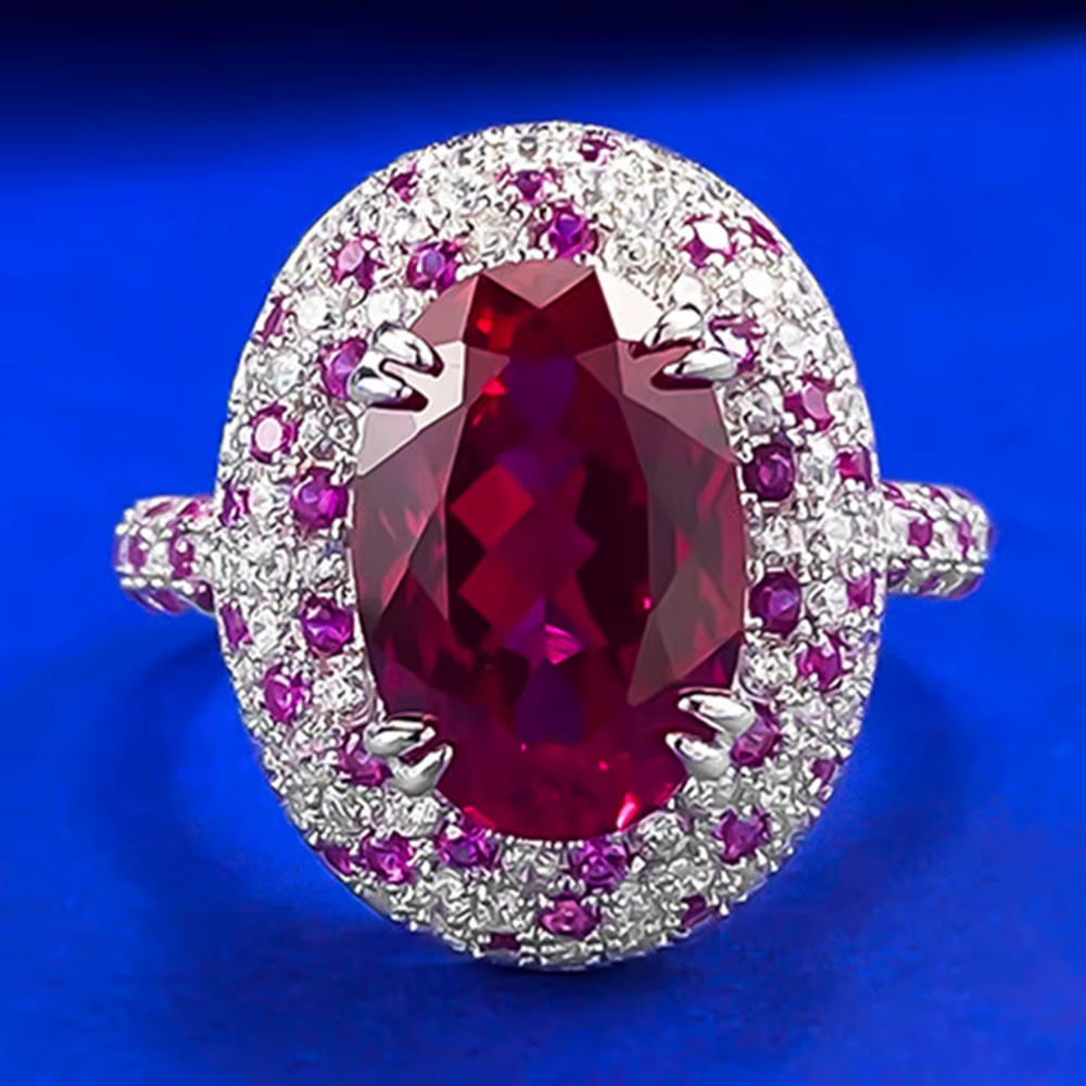 Wong Rain – bague de luxe en argent sterling 925, coupe ovale, 8x12 MM, rubis, diamants à haute tene