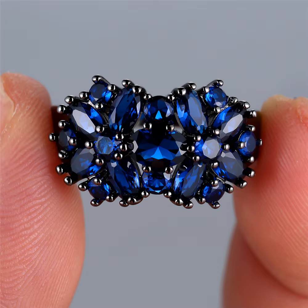 Bague de Fiançailles Vintage en Clip Noir et Or pour Homme et Femme, Bijoux de Mariage